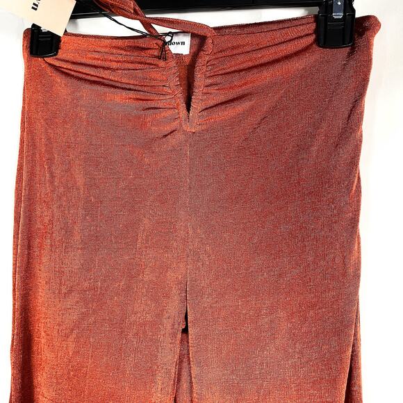 Superdown Irene Strappy Pant Set Brown Slinky Jersey 2pc Ruched Sheen Sz XL - Picture 8 of 13